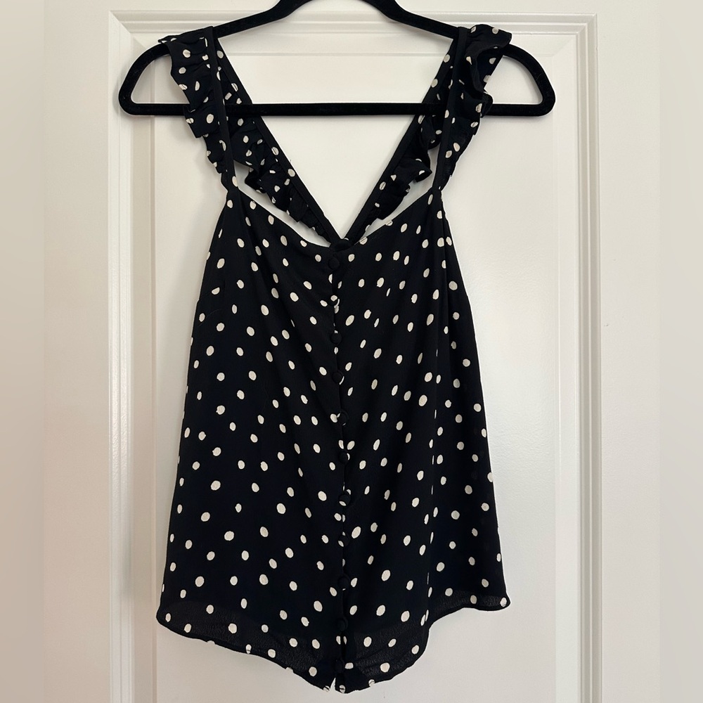 Madewell Black Polka Dot Sleeveless Top